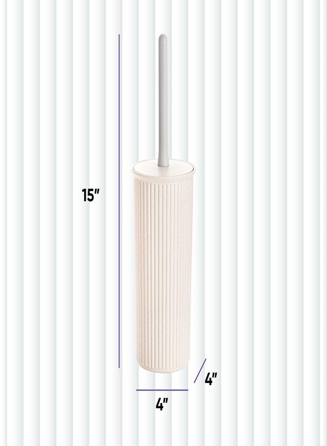 Superio Eco-Friendly Decorative Plastic Toilet Bowl Brush and Holder Set, (1 Pack) Cleaner Scrubber for Bathroom - Ribbed Design - Image 3