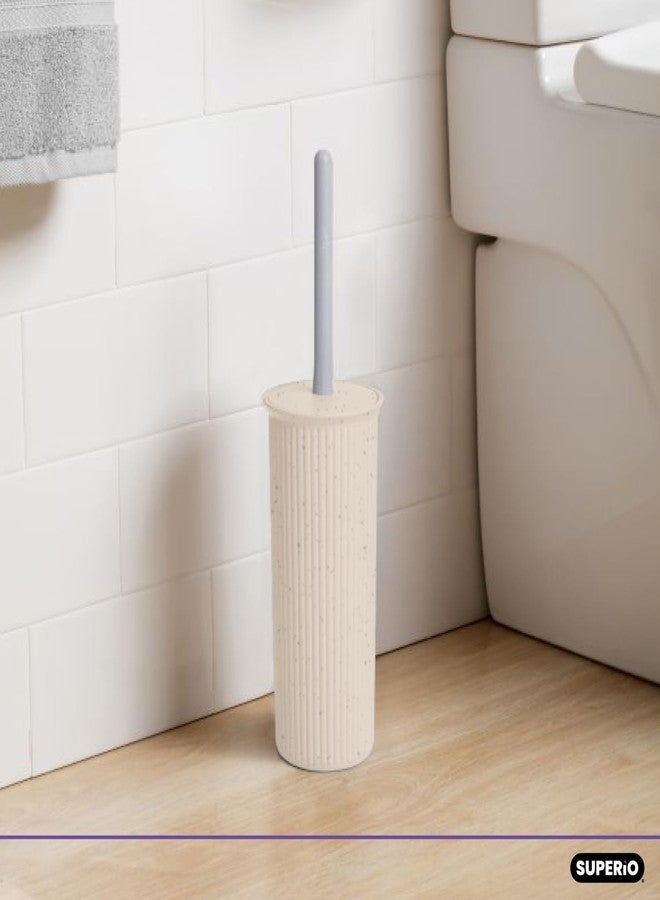 Superio Eco-Friendly Decorative Plastic Toilet Bowl Brush and Holder Set, (1 Pack) Cleaner Scrubber for Bathroom - Ribbed Design - Image 2