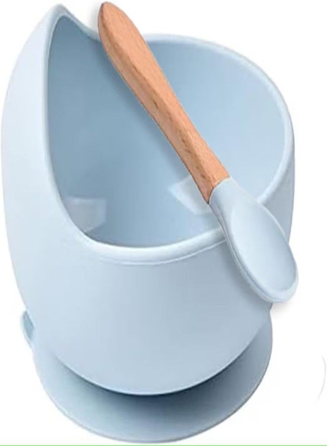 COZIESS 1Set, Baby Feeding Bowl & Spoon Set | Self-Feeding, Non-Slip Suction Base | BPA-Free, Safe & Durable for Infants and Toddlers - 100% Food-Grade Silicone (Blue, M) - Image 1