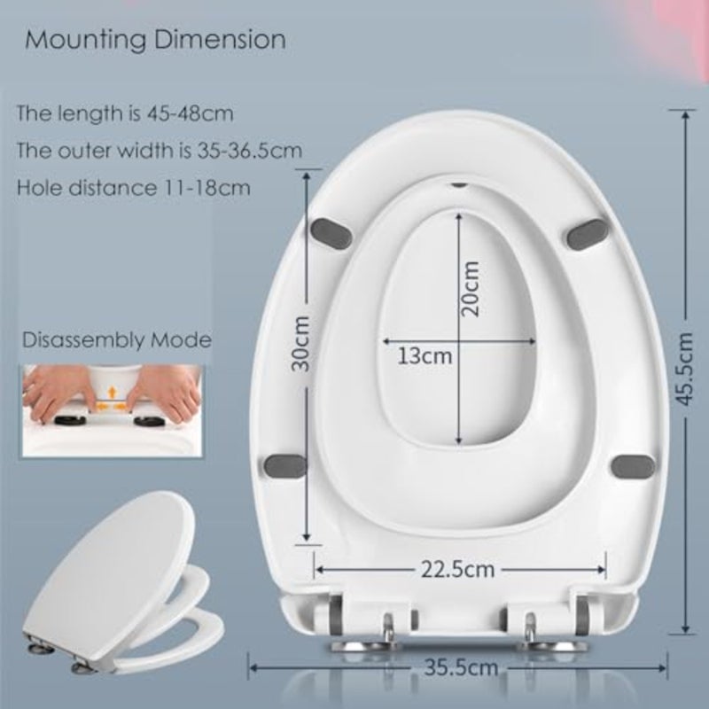 2-in-1 Elongated Toilet Seat - Soft Close and Easy Clean - Built-In Toddler Seat for Potty Training - Little to Big Toilet Seat Attachment, Universal Toilet Seat, Dual Purpose Slow Drop Toilet Cover - Image 2
