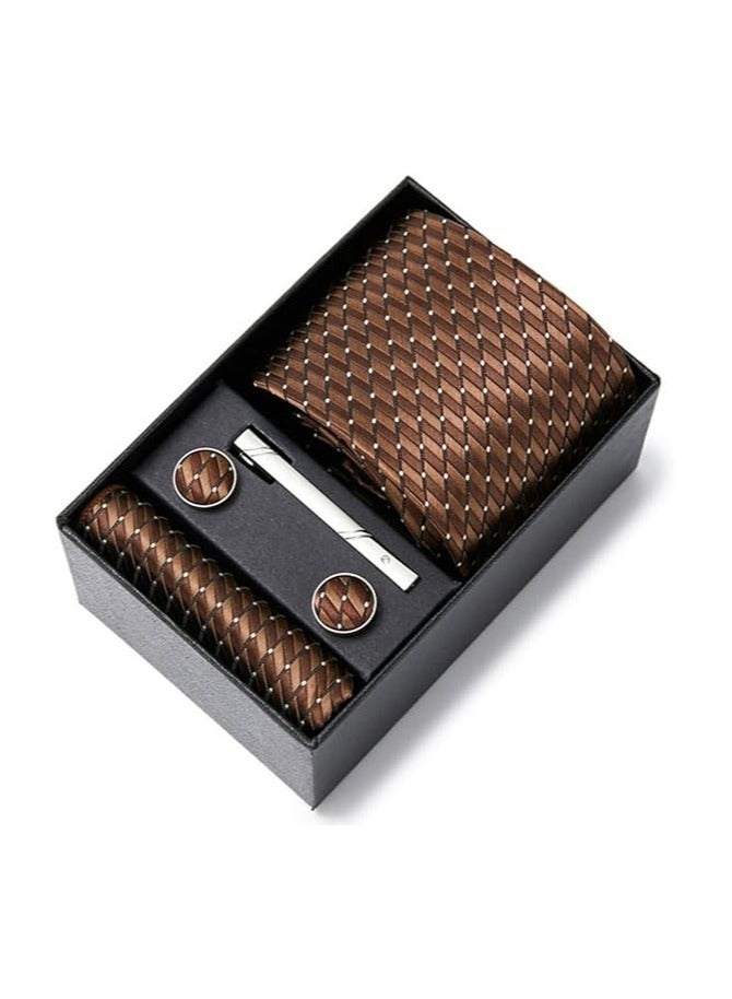 Business Ties Hanky Cufflink Set Tie Clips Necktie Men Wedding in Gift Box - Image 1