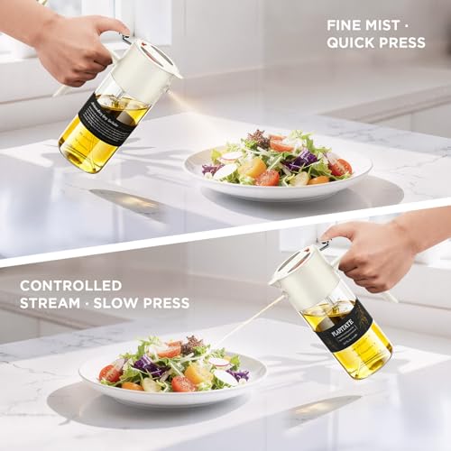 PLAPITATE 17oz/500ml Premium Olive Oil Sprayer for Cooking, 2 in 1 Glass Olive Oil Dispenser Bottle for Kitchen Gadgets, Spray Bottle with Portion Control for Salad, Frying, BBQ (White) - Image 3