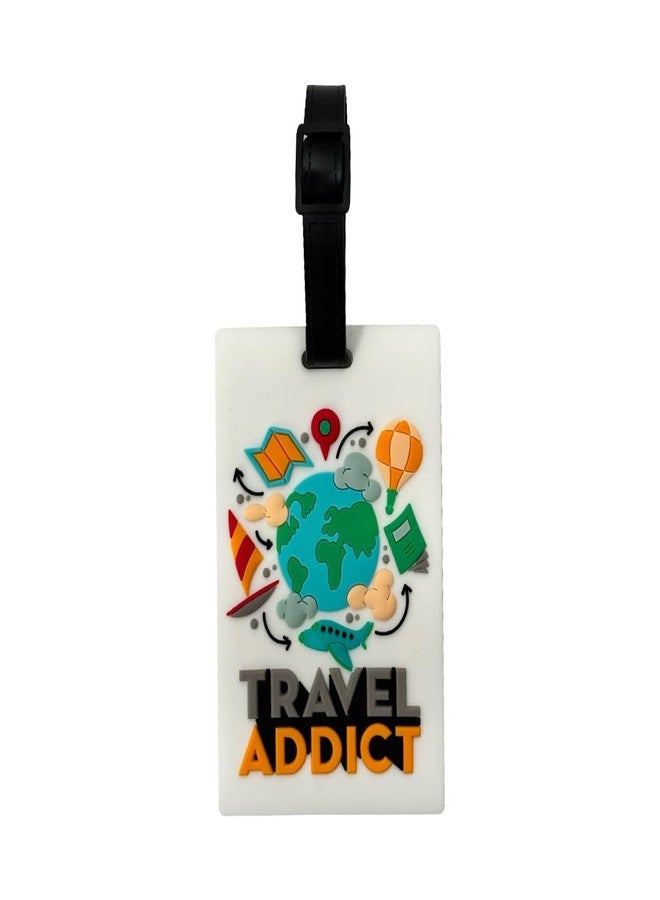 EITHEO Luggage Tags for Kids Luggage Tags with Name & Address Label | Silicone Luggage Tags for Suitcases, Tags for Travel Bags/School Bags Identification tag Colorful Multi (Travel Addict) - Image 1