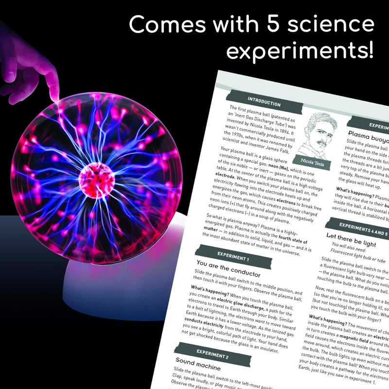 Thames & Kosmos The Plasma Ball Essential STEM Tool | Classic Scientific Device, Fresh 5-inch Glass Sphere, Interactive Electric Light Show | Explore Electricity, Matter, Energy, Small - Image 5
