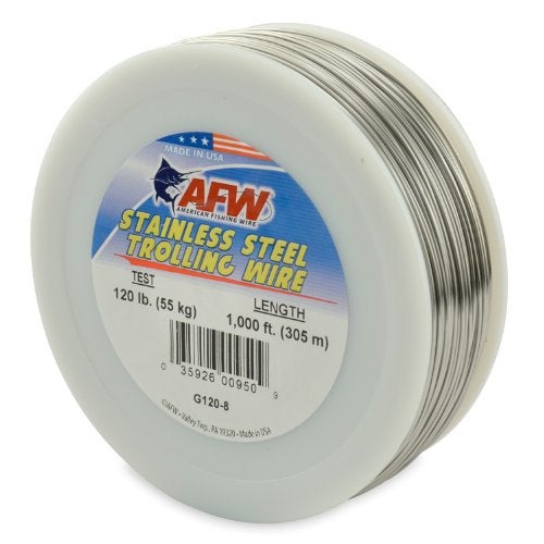AFW American Fishing Wire Stainless Steel Trolling Wire (Single Strand), Bright Color, 120 Pound Test, 1000-Feet - Image 1