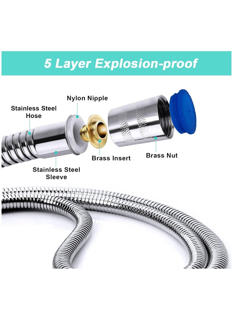RATSAW Extra Long Shower Hose 360  Degree Anti-twist 304 Stainless Steel Handheld Shower Hose Stainless Steel  - Image 3