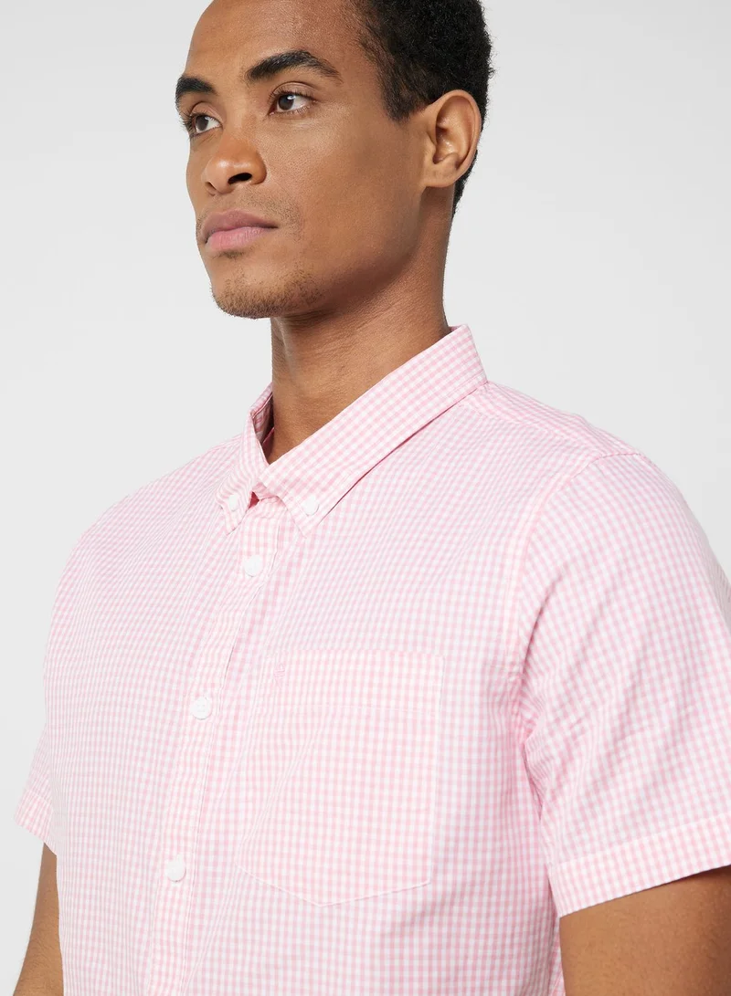 Thomas Scott  Thomas Scott Gingham Checks Spread Collar Cotton Casual Shirt for Men | Best Price UAE