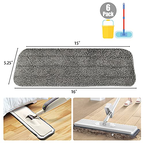 Rainmae 6 Pack Microfiber Spray Mop Replacement Heads for Wet Dry Mops, Premium Floor Cleaning Pads, Reusable Replacement Refills Compatible with Bona Floor Care System - Dark Gray - Image 2