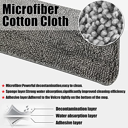 Rainmae 6 Pack Microfiber Spray Mop Replacement Heads for Wet Dry Mops, Premium Floor Cleaning Pads, Reusable Replacement Refills Compatible with Bona Floor Care System - Dark Gray - Image 4