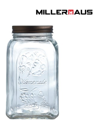 Glass Jar Food Storage Containers With Stackable Lid airtight with liquid proof 1.5 Litre Round Screw Shape Top