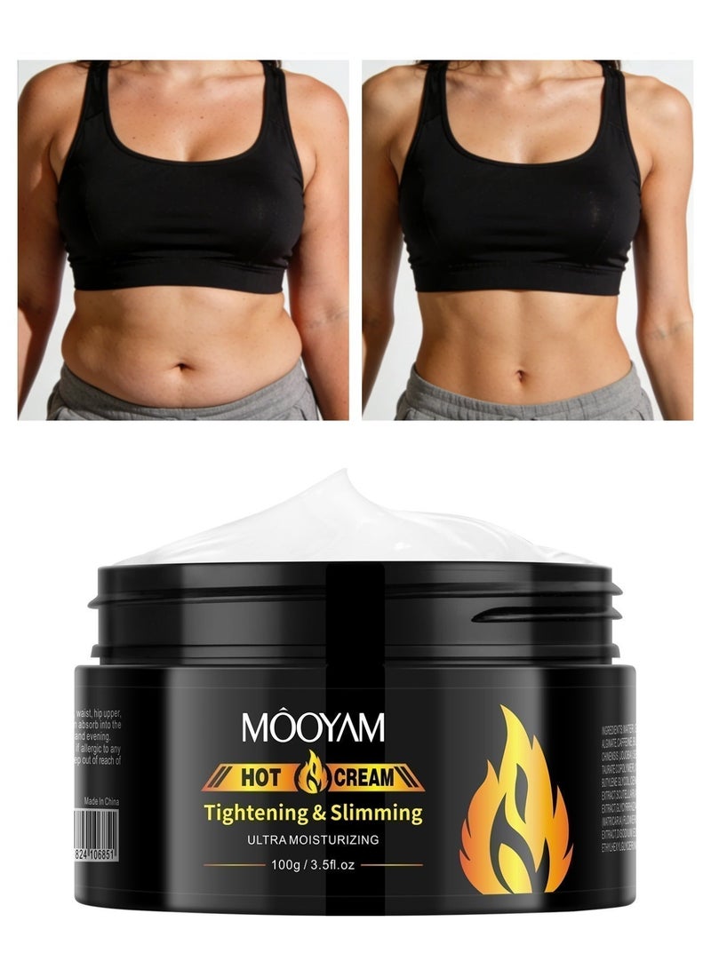 MOOYAM Hot Cream 100g | Tightening and Slimming Cream for Cellulite | Firming Treatment for Thighs Legs Abdomen Arms Buttocks | Weight Loss Workout Enhancer - Image 1