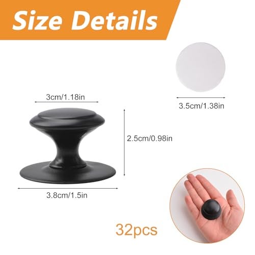 MOROBOR Stainless Steel Drawer Knobs 32pcs SelfStick Instant Cabinet Handle Pulls 118Inch Adhesive Sliding Door Stick On Handle with Mounting Screws for Glass Cabinet Cupboard Drawer - Image 3