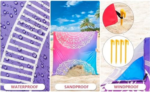 HIHOHO Beach Blanket Waterproof Sandproof Extra Large Beach Mat 79 X 83120x108for 18 Adults Quick Drying Durable Outdoor Picnic Mat for Beach Travel Camping Hiking - Image 3