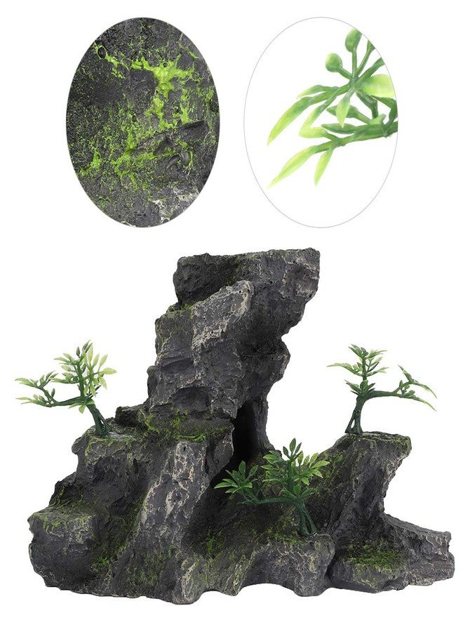 Zerodis Aquarium Ornaments Aquarium Mountain View Stone Ornament, Simulation Resin Rockery Moss Tree Rock Cave Landscape Artificial Aquarium Fish Decoration - Image 5