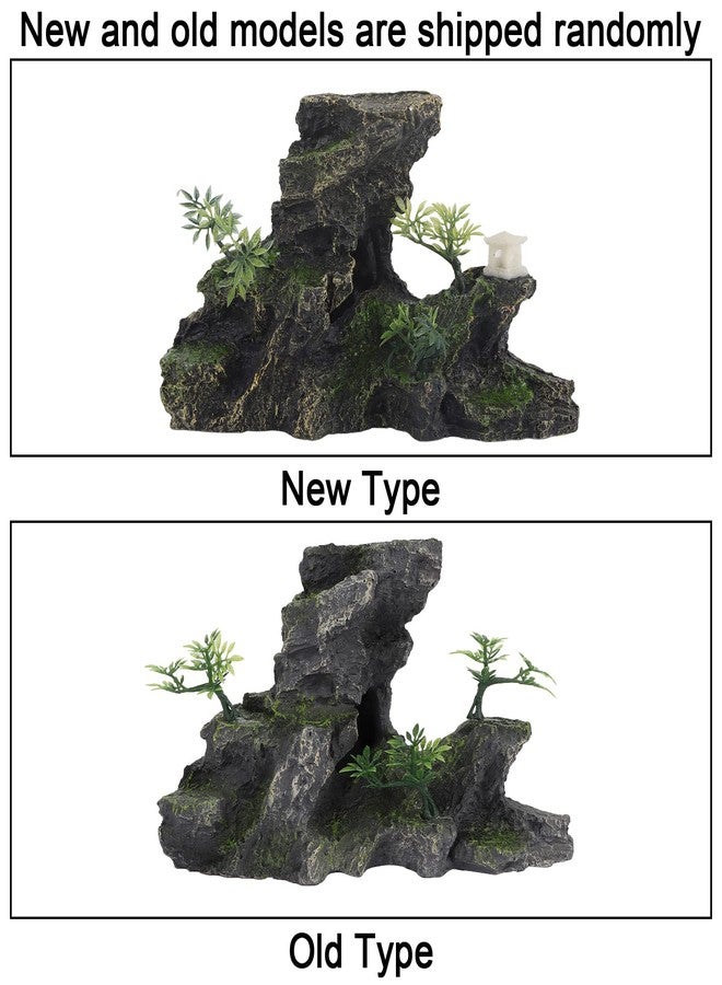Zerodis Aquarium Ornaments Aquarium Mountain View Stone Ornament, Simulation Resin Rockery Moss Tree Rock Cave Landscape Artificial Aquarium Fish Decoration - Image 4