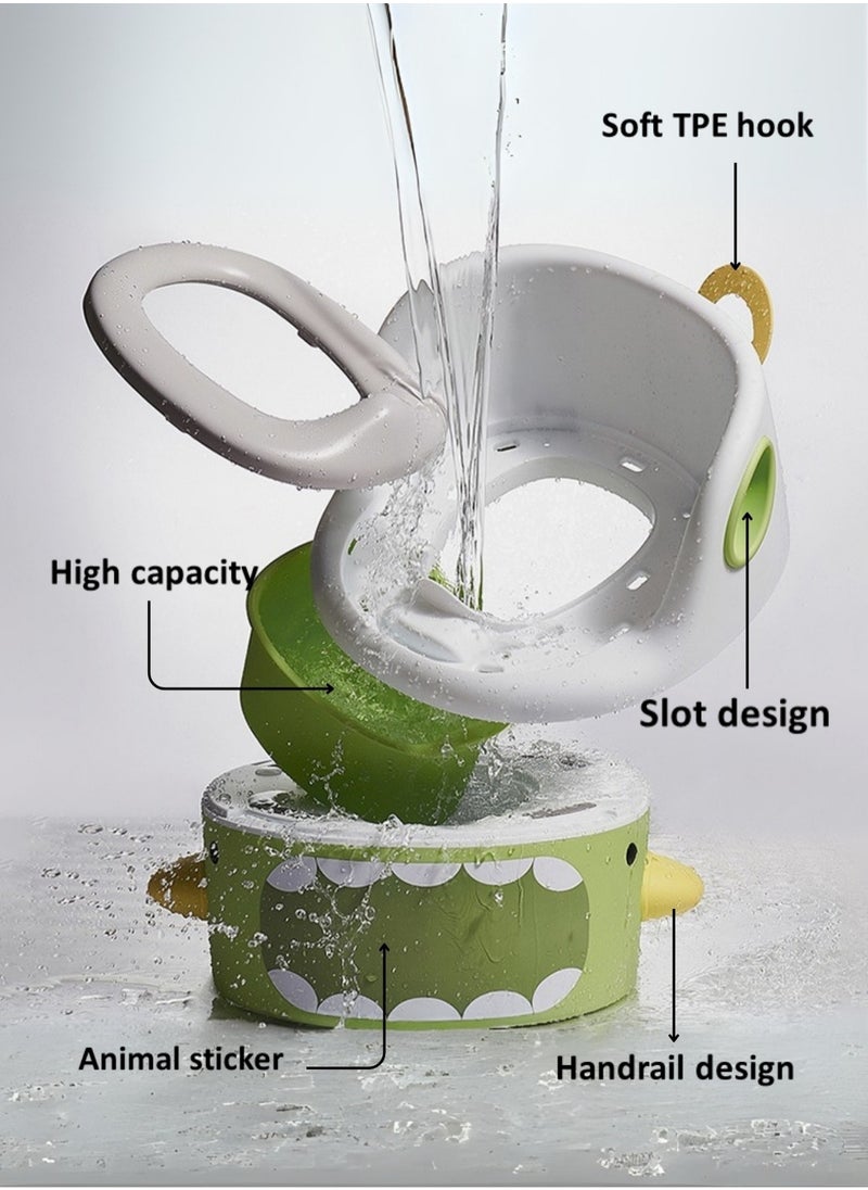 Moms Magic 3-in-1 Baby Potty Toilet – Potty, Step Stool, Toilet Seat with Handrails and Locking System, Soft Cushion -Green  - Image 3