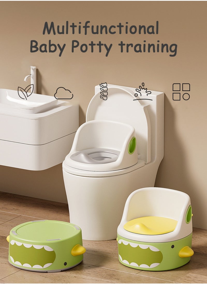 Moms Magic 3-in-1 Baby Potty Toilet – Potty, Step Stool, Toilet Seat with Handrails and Locking System, Soft Cushion -Green  - Image 5