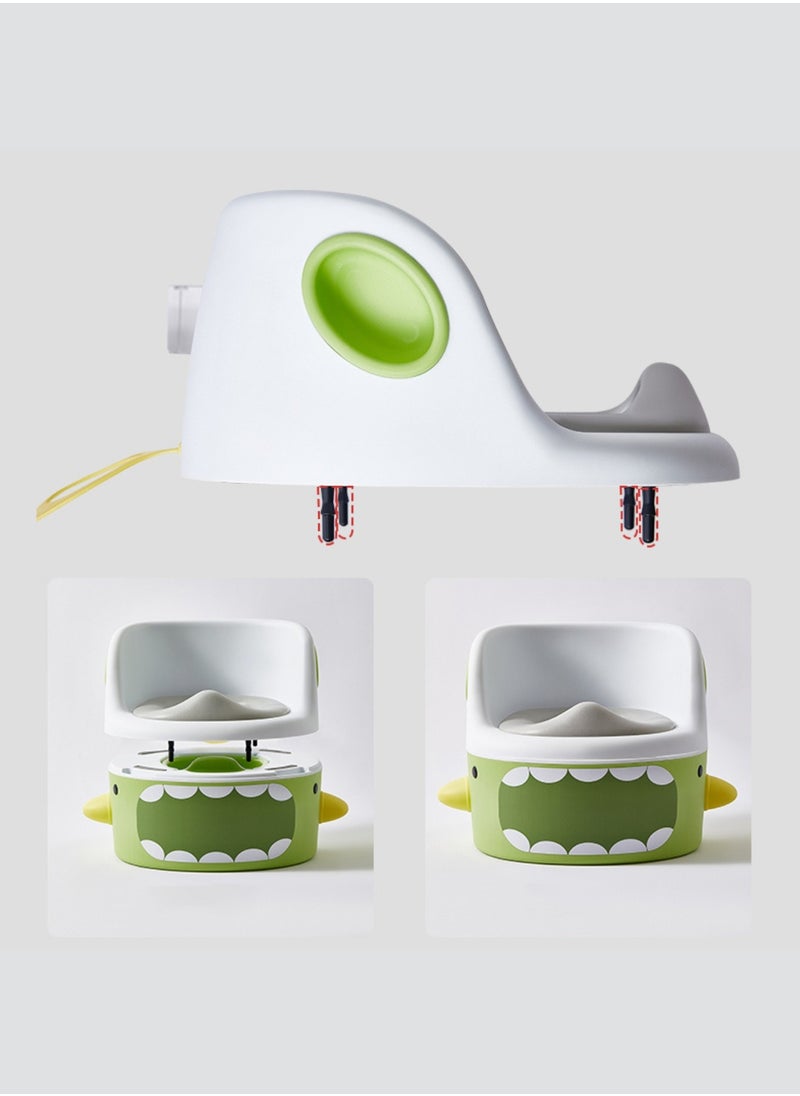Moms Magic - 3-in-1 Baby Potty Toilet – Potty, Step Stool, Toilet Seat with Handrails and Locking System, Soft Cushion -Green - Image 1