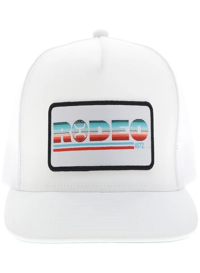 HOOEY Rodeo Hat - White Snapback Cap with Serape Patch, Adjustable 5-Panel Baseball Hat - Image 4