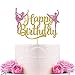 WeBenison Glitter Ballet Happy Birthday Cake Topper Ballerina Girl Dancing Cake Supplies Ballerina Girls Birthday Party Decorations Ballet Dancer Cake Topper Gold Pink - Image 3