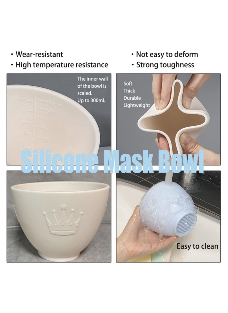 SYOSI - Silicone Face Mask Mixing Bowl Set DIY Facemask Mixing Tool Kit with Silicone Mask Bowl Facial Mask Brush Bowl Stick Spatula Face Mask Applicator Measuring Cup - Image 1