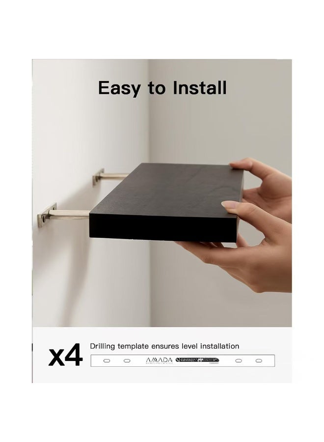 XiuWoo 4-Pack Wood Wall Mounted Floating Shelves, Rustic Display Shelves, Home Storage Rack, Hanging Shelf, Bathroom Organizer Shelf for Home, Office - Image 3