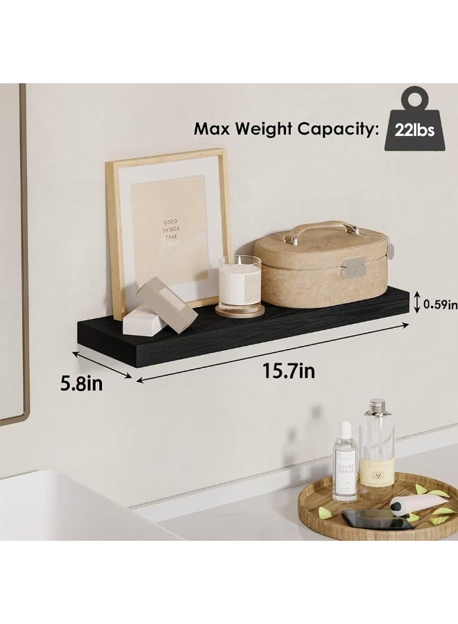 XiuWoo 4-Pack Wood Wall Mounted Floating Shelves, Rustic Display Shelves, Home Storage Rack, Hanging Shelf, Bathroom Organizer Shelf for Home, Office - Image 4