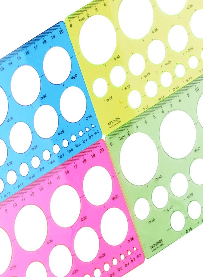 Aylifu 4 Pieces Plastic Template Ruler Circles Drawing Stencil Geometric Tool Multifunction for Office School Home - Image 3