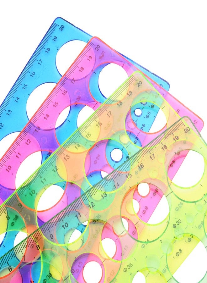 Aylifu 4 Pieces Plastic Template Ruler Circles Drawing Stencil Geometric Tool Multifunction for Office School Home - Image 4