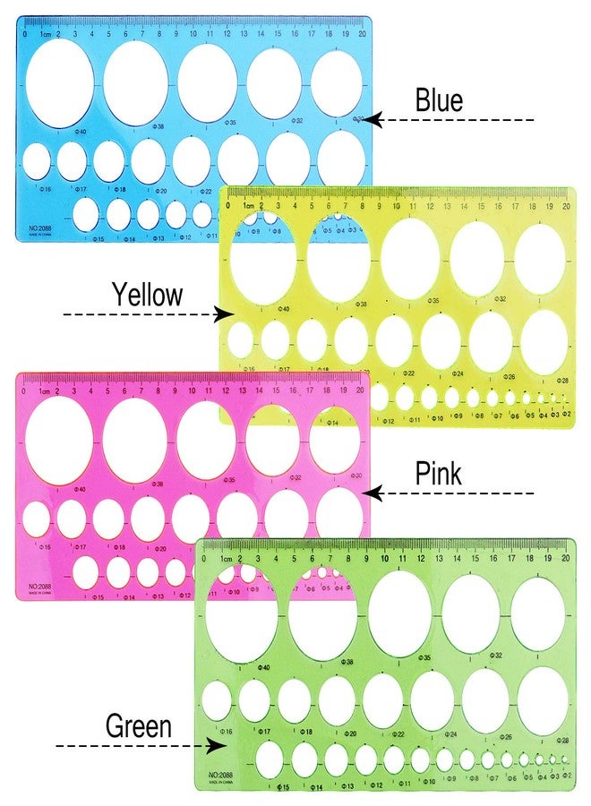 Aylifu 4 Pieces Plastic Template Ruler Circles Drawing Stencil Geometric Tool Multifunction for Office School Home - Image 2