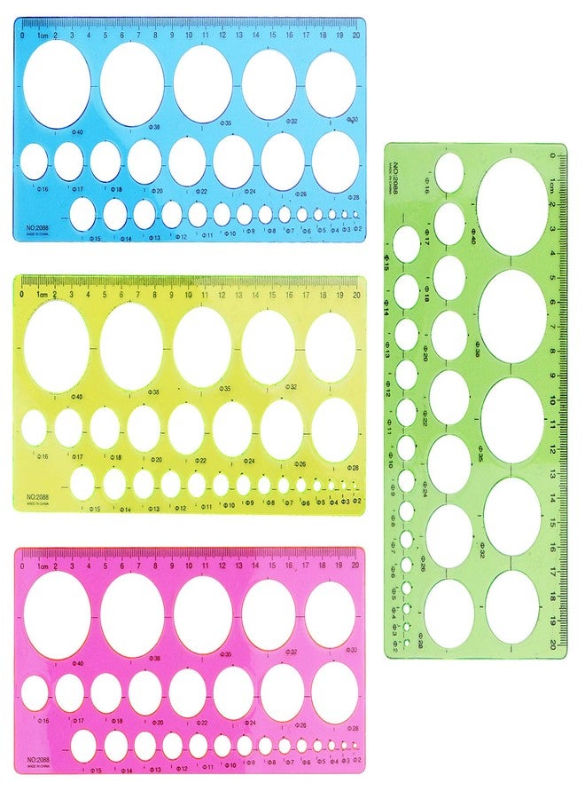 Aylifu 4 Pieces Plastic Template Ruler Circles Drawing Stencil Geometric Tool Multifunction for Office School Home - Image 1