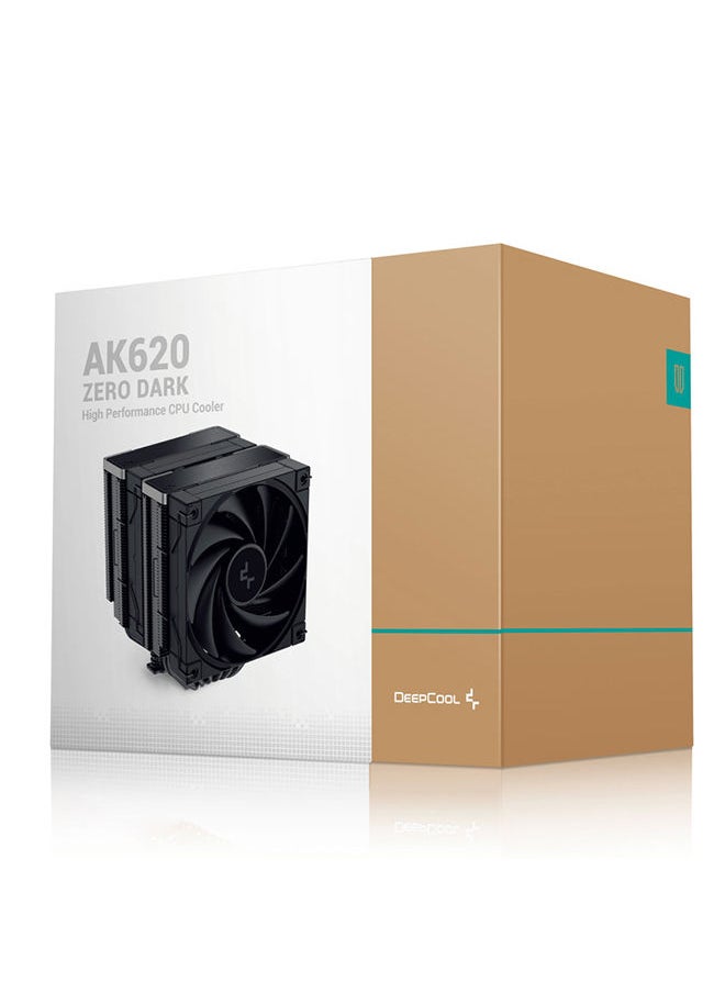 DEEPCOOL - مبرد وحدة المعالجة المركزية عالي الأداء AK620 ZERO DARK، تصميم برج مزدوج، مروحتان بمحمل ديناميكي سائل مقاس 120 مم، 6 أنابيب حرارية نحاسية، TDP 260 وات | R-AK620-BKNNMT-G-1 - Image 1