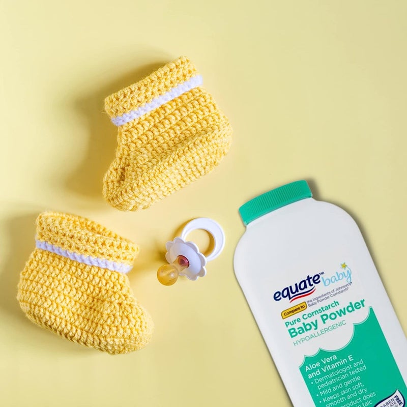 Equate Pure Cornstarch Baby Powder Aloe and Vitamin E (22 oz - 2 Pack) - Image 5