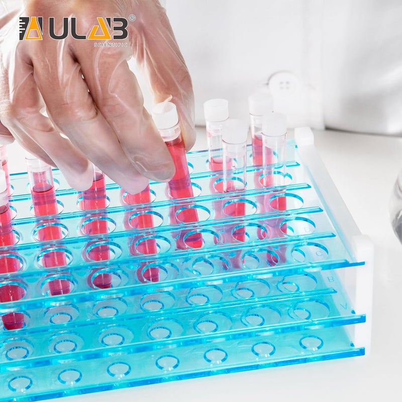 ULAB Scientific Detachable Test Tube Rack for Tubes of Dia.≤17mm, 50 Holes, PS Material, Pack of 2, UTR1006 - Image 2
