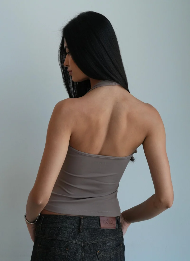 رولو Women's Soft Halter Neck Top - Mocha
