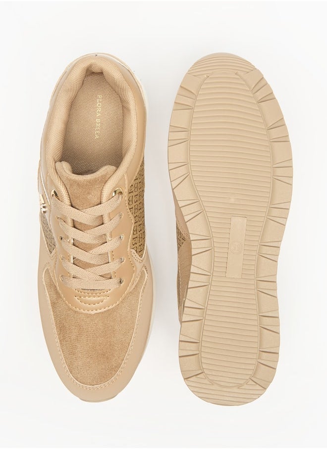 Flora Bella By Shoexpress Women's Monogram Print Sneakers with Lace-Up Closure  - Image 4