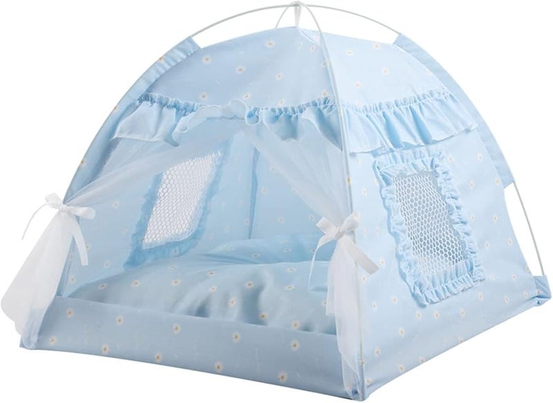 Blue Small Breathable Cave Bed For Indoor Cats And Small Dogs With Removable 2 Sided Cushion - Image 1