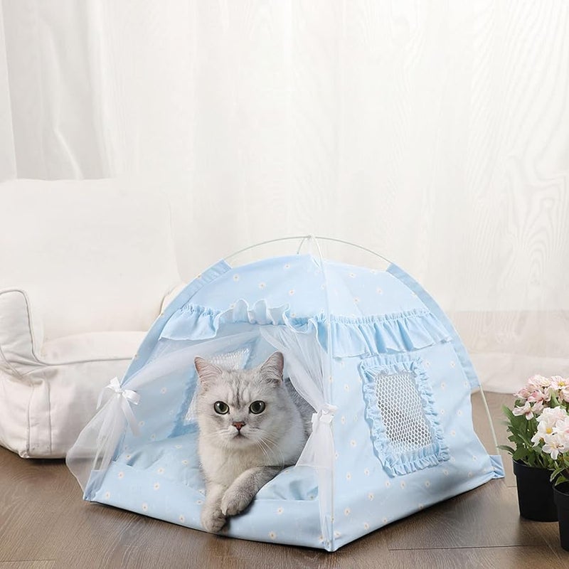 Blue Small Breathable Cave Bed For Indoor Cats And Small Dogs With Removable 2 Sided Cushion - Image 5