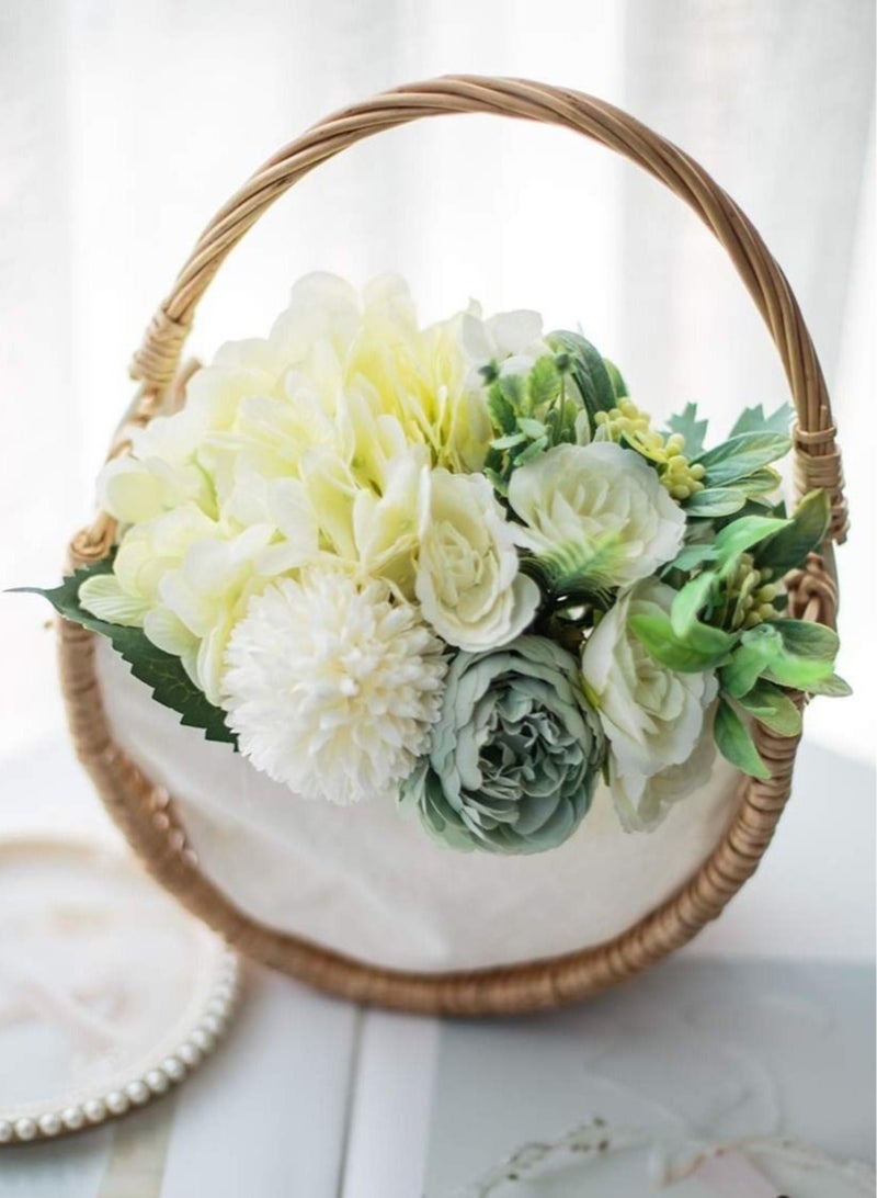 Captaintech Artificial Flowers With Vases, Fake Flowers Rose Bouquet Table Decoration, Hydrangea Artificial Flower Table Wedding Party Family Bedroom Living Room Table Decoration - Image 4