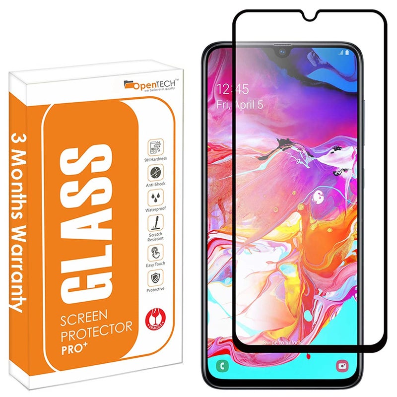 OpenTech Tempered Glass Screen Protector Compatible For Samsung Galaxy A70 / Samsung Galaxy A70S Edge To Edge Coverage With Easy Installation Kit for Smartphone - Image 1