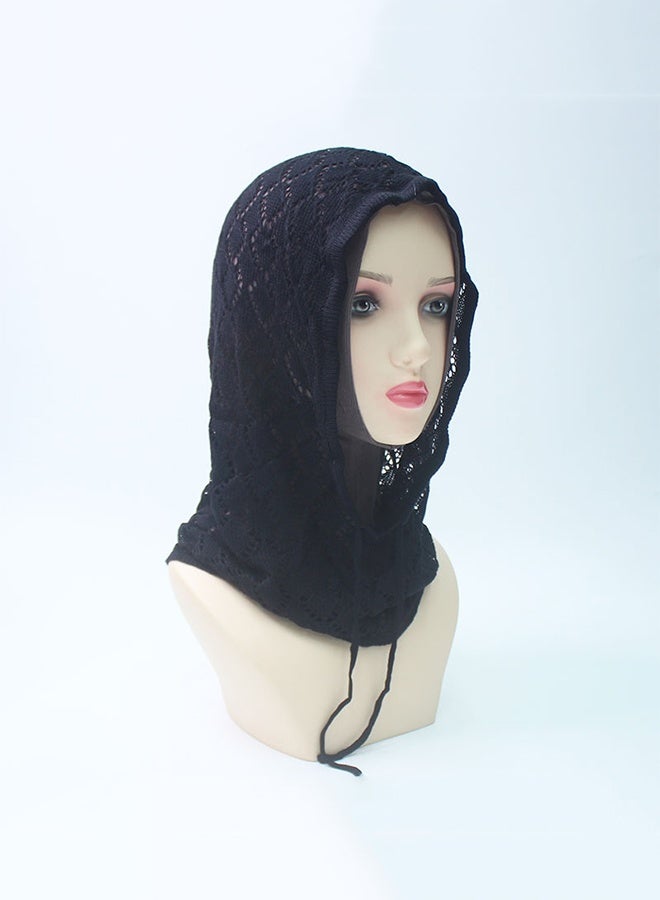 Openwork Knit Hat with Neck Warmer - Image 4