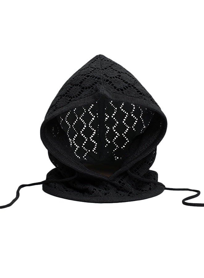 Openwork Knit Hat with Neck Warmer - Image 1