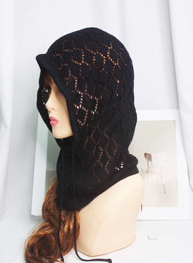 Openwork Knit Hat with Neck Warmer - Image 3
