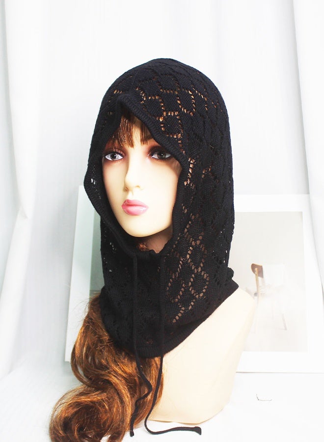 Openwork Knit Hat with Neck Warmer - Image 2