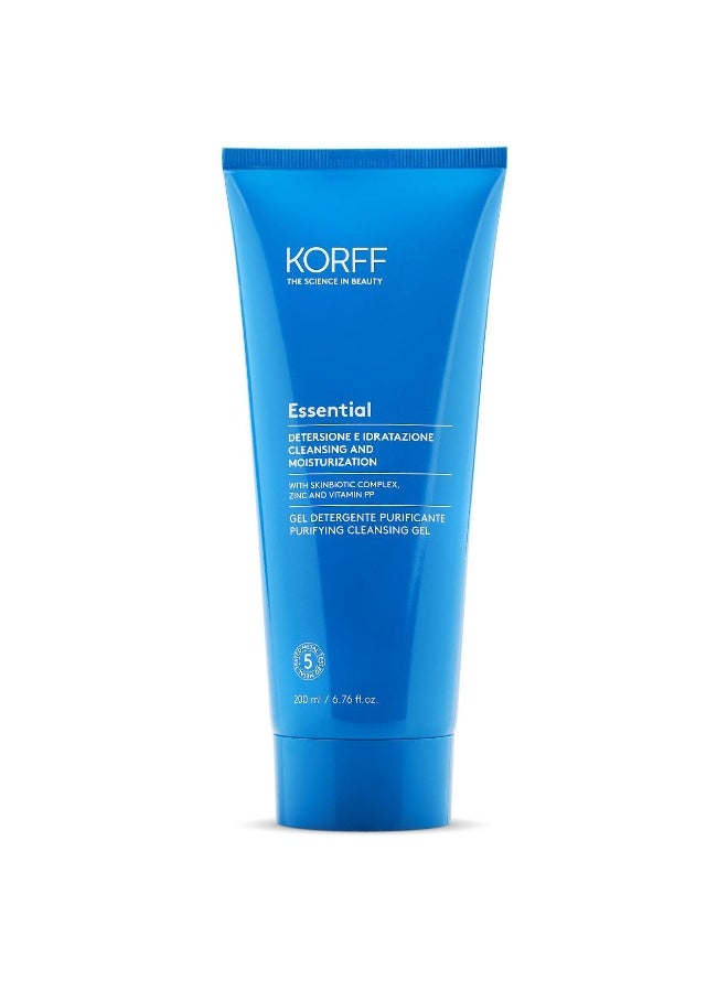 Korff Essential Purifying Cleansing Gel 200ml Deep Cleanser for Oily and Combination Skin Reduces Excess Oil Minimizes Pores Hydrates and Brightens Skin for Daily Use - Image 1