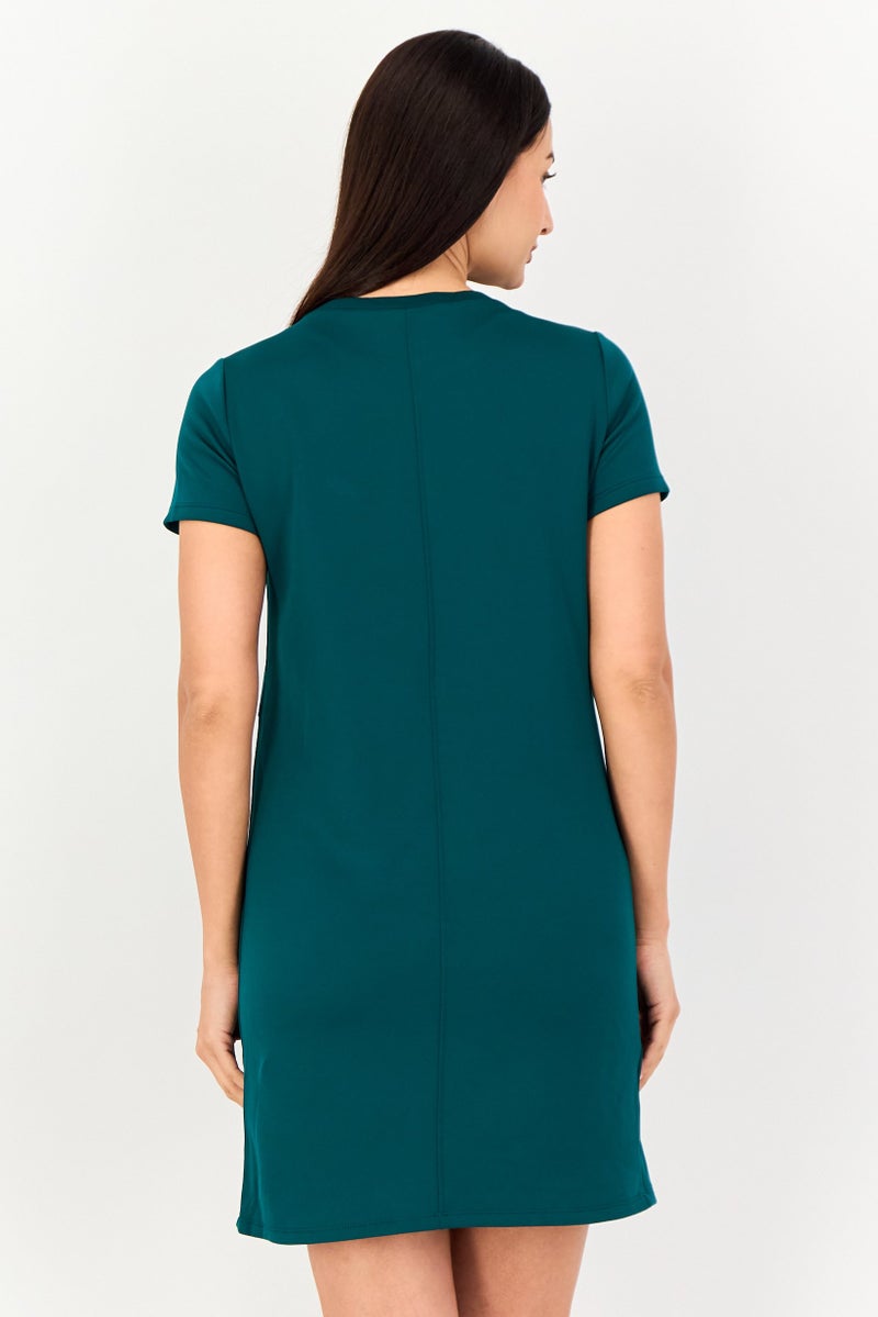 promod Women Plain Mini Casual Dress, Forest Green - Image 4