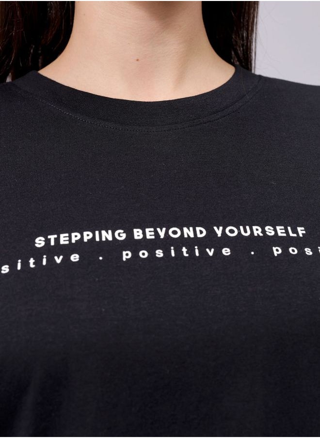 Freehand Women Regular Fit Typographic Oversized T-Shirt  - Image 5
