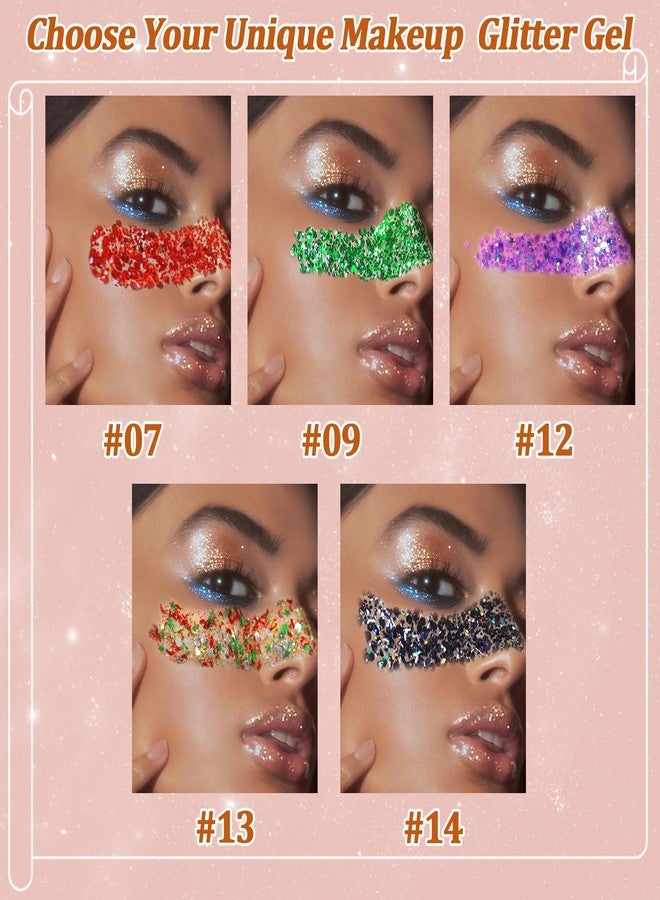 Boko 50ML Body Glitter Gel, Black Halloween Chunky Glitter Gel for Face Hair Body Sparkle Makeup, Witch Clown Glitter Mermaid Face Sequins for Halloween Concert Party Event Rave Accessories - Image 3