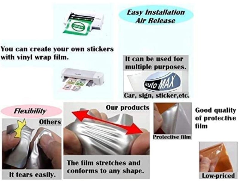 COSMOS STAR™ Vinyl Wrap Sheet for Car & Bike Self Adhesive Wrap Sticker and Decal Roll Film for Auto Vehicle Motorcycle (2 Feet by 10 Feet, Red Glossy Wrap) - Image 5
