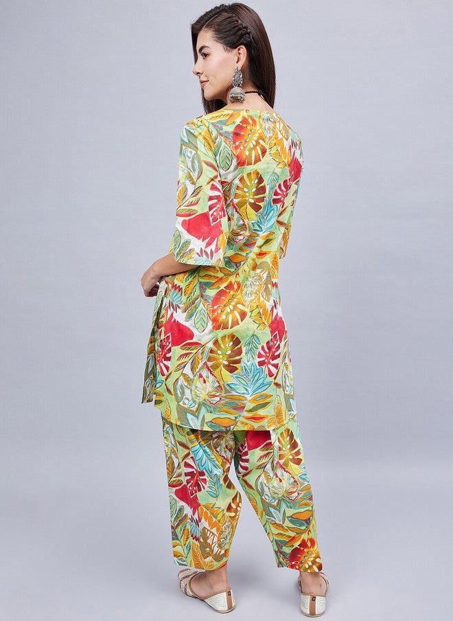 WineRed Floral Printed Pure Cotton Kurti With Salwar For Women - Image 5